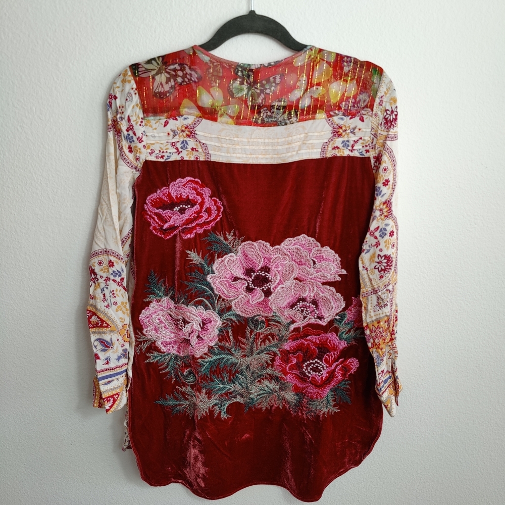 Aratta Silent Journey Button up Tunic Shirt Velvet XS